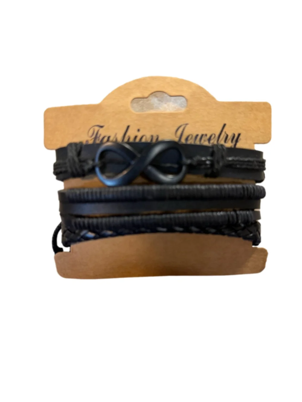 Infinity Multi-Layer Stacking Bracelets Faux Leather One Size Black